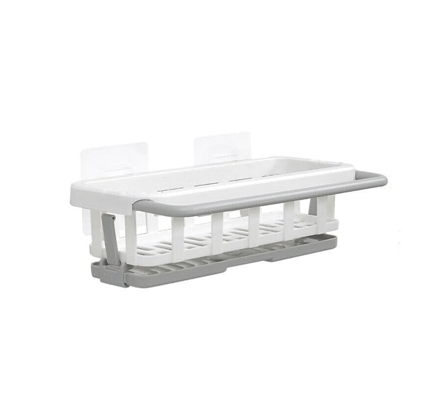 CRULAC Bathroom Shelves for Storage Wall Mounted Kitchen Sink Organizer with Towel Rack and Sponge Holder Shelf Adhesive Caddy Basket, Pack of 1-image-32