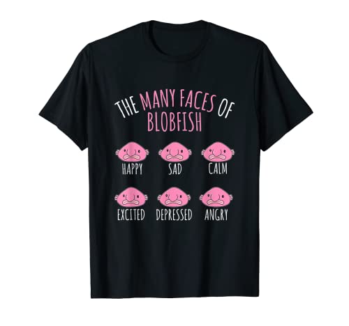 The Many Faces Of Blobfish Camiseta divertida Blobfish Camiseta Camiseta