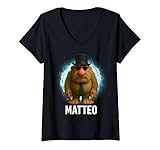 donna matteo mateo matteooo italiano brainrot meme kid per bambini maglietta con collo a v
