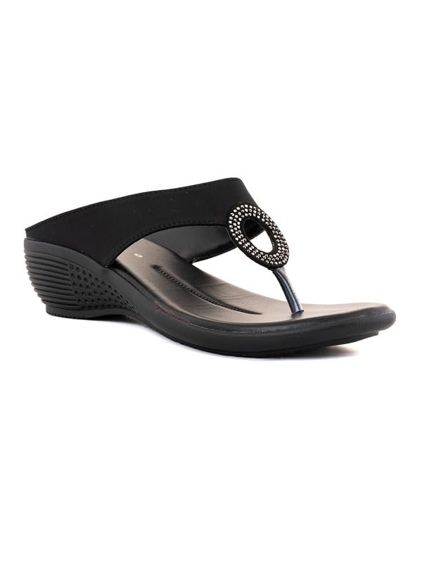 Khadims Black Wedge Heel Slip On Sandal for Women (6511136) (B0CGBKLPSN) Amazon Price History, Amazon Price Tracker