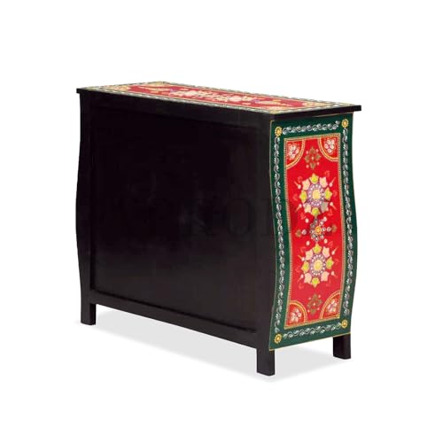 Image of APRODZ Wooden Handpainted Chest of Drawer Cabinet for Storage (Multicolor)
