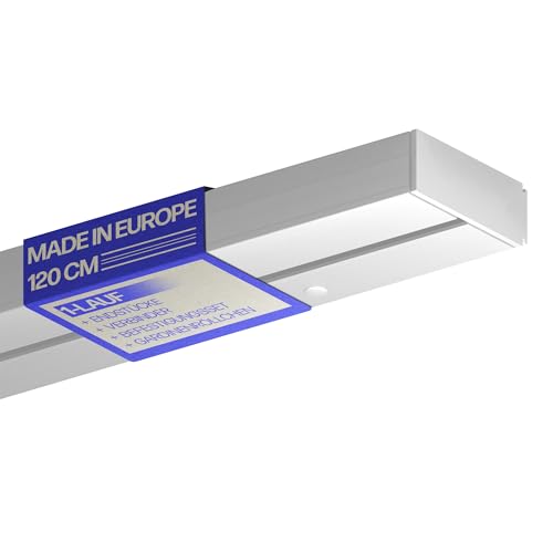 Bestlivings Gardinenschiene (120cm / 1-läufig), Vorhangschiene Komplettset inkl. Zubehör (Befestigungs-Set, Seitendeckel, Gardinenröllchen)