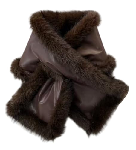Lina & Lily Oversized Reversible Women's Winter Neck Scarf Wrap Faux Fur Sheepskin Leather