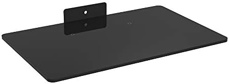 Mount World 1443 Compact Glass Component Single Shelf for DVD Player, Blu-ray Player, Cable Box, Satellite, Wii and Video Accessories (13.8 x 8.7 x 0.2 inch)