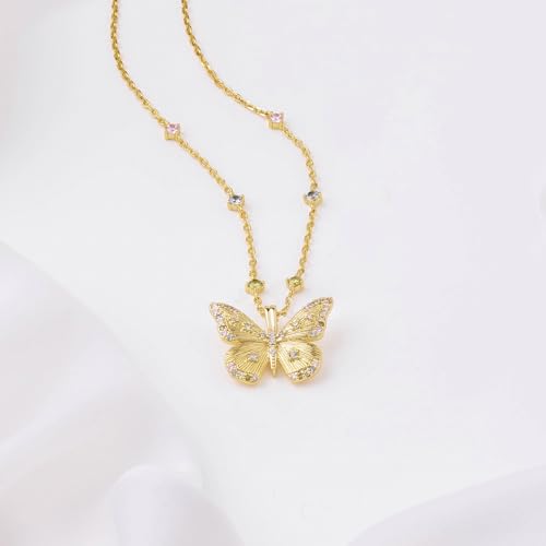 Wanderlust + Co Butterfly Rainbow Necklace 14K Gold Plated/Rhodium Plated Jewelry Hypoallergenic Shower-safe4
