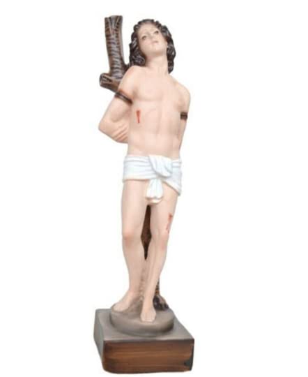 Generico ArteSacraCaravaggio Statua di San Sebastiano cm 27 (10,62 inches) in resina piena decorata a mano di produzione artigianale italiana