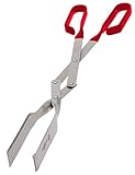 Shark BBQ Grilling Tongs: Extra long reach for outdoor grill & kitchen. Best cooking accessories for charcoal, gas grills & smoker. Perfect stainless steel gift for dad. Great for indoor cooking (Red)