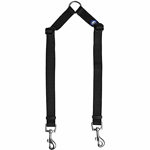 Blueberry Pet Essentials Durable Classic Double Dog Leash Coupler, Black, Medium/Large, Dual Walking & Training Leashes For Two Dogs #TOP27