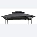 Donext 8' x 5' Grill Gazebo Double Tiered Replacement Canopy Roof, Outdoor Barbecue Gazebo Tent Roof Top, Grill Canopy for Outdoor Grill, Gray