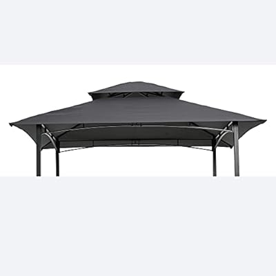 Donext 8' x 5' Grill Gazebo Double Tiered Replacement Canopy Roof, Outdoor Barbecue Gazebo Tent Roof Top, Grill Canopy for Outdoor Grill, Gray