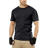 Tshirt Herren Kurzarm Rundhals T-Shirts Funktionsshirt mit Schulter Reißverschluss Tasche Männer...