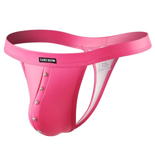 Casey Kevin String Tanga Männer PU Leder G-String Unterwäsche Slips Thong Unterhosen Low Rise T-Back Herren-Strings