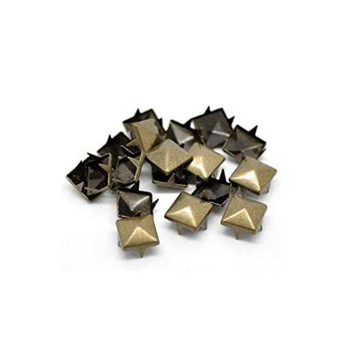 Weddecor 9mm Pyramid Shape Spike Square Studs Prong Rivets for Decorating Belts, Bags, Shoes, Leathercrafts, Punk & Goth Fashion Accessories, Bronze, 100pcs