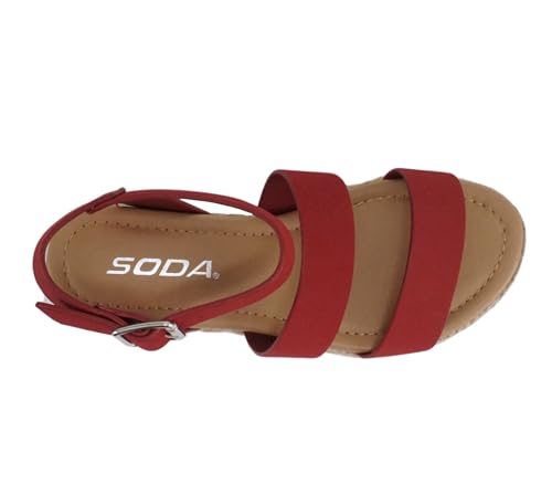 Image of Soda BRYCE-2 Kids /Children /Girls Open Toe Two Bands Espadrille Jute Platform Wedge Casual Fashion Flatform Sandals with Buckle Ankle Strap