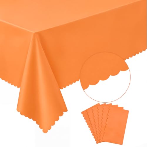 Image of NatNarr 6 Pcs Orange Plastic Tablecloth, Fall Halloween Table Cloths
