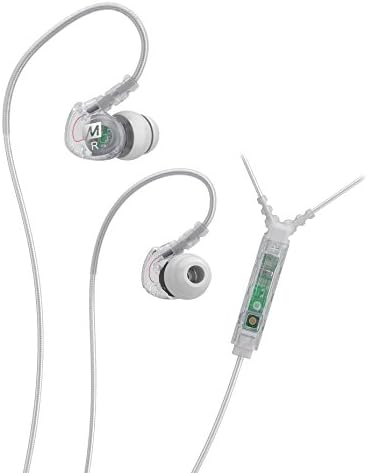 MEE audio Sport-Fi M6P Memory Wire In-Ear Headphones with Microphone, Remote, and Universal Volume Control (Clear)