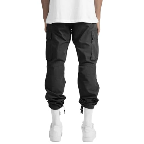 Men's Cargo Pants with Drawstring Elastic Waist, Loose Fit Tactical Joggers Cotton Hiking Sweatpants 7