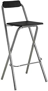 Sizi ltd Back-Rest Square Stool Kitchen Breakfast Seat High Bar Home & Office Folding Chair Black & White Colour (Black, 1)