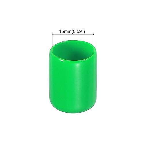 Image of MECCANIXITY 100pcs 15mm Rubber End Caps Cover PVC Vinyl Screw Thread Protector Round Wire Shelf Caps for Screw Bolt Pipe Fence Post, Green