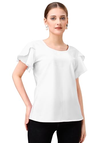 Image of Mehrang Women's Solid Ribbed Crop Tank Top Ribbed Tops for Women V-Neck 3 /4th Balloon Sleeves