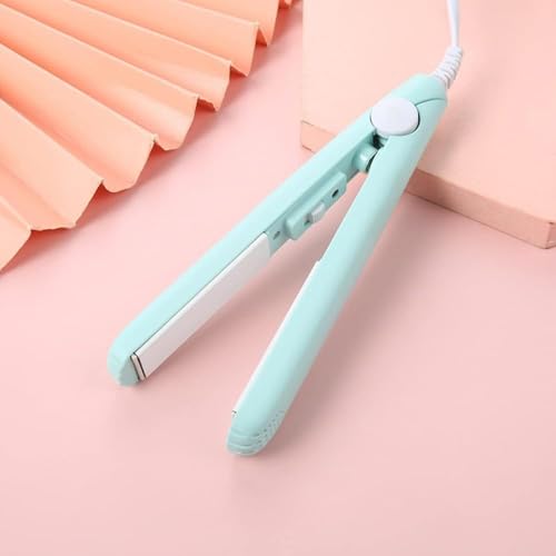 Mini Ceramic Curling Iron for Short and Fine Hair - 2-in-1 Straightener and Curler with Travel Barrel | Dual Voltage Hair Styling Tool for Delicate Strands,Hair Styling Tools,Accessories (Blue)