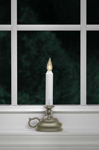 Image of VC1820P 8.5 inch Battery Operated Vintage Filament LED Flameless Window Candle with Dusk to Dawn Timer and 3 Flame Settings, Silver