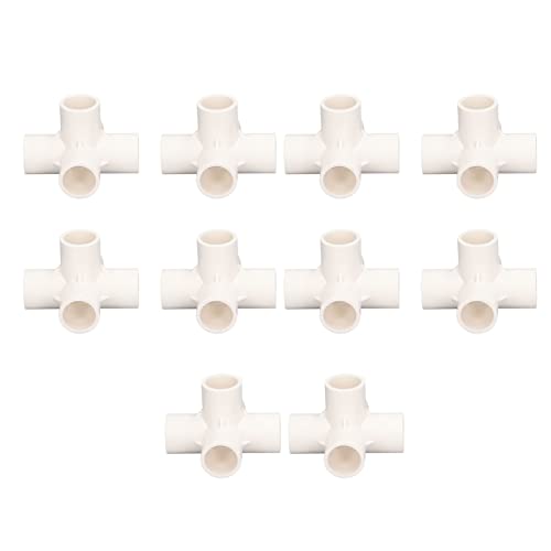 10 piezas de accesorios de tubería de PVC de 20 mm 5 vías ángulo recto codo tridimensional conector de tubería para muebles conexión de tienda de campaña Blanco