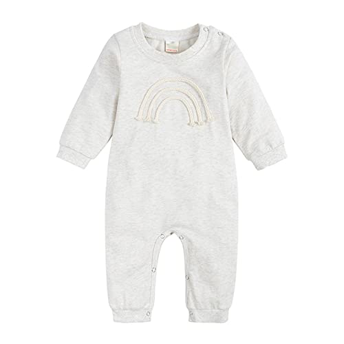 Infant Newborn Boys Girls Long Sleeve Winter Cartoon Fashion Prints Jumpsuit Baby Girl Outfit (White, 0-3 Months)