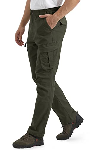 Crysully Men's Cargo Straight Fit Pants Windproof Pants With Multi-Pockets Army #TOP3