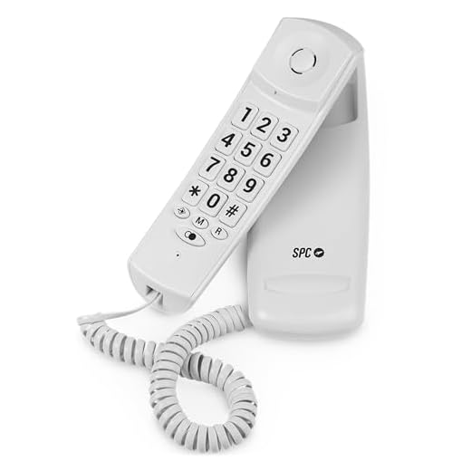 SPC Original Lite 2 – Téléphone Fixe de Bureau ou Mural, Compact et Facile à Utiliser, Signal Lumineux, 10 mémoires indirectes, Grandes Touches, Fonction Rappel - Blanc