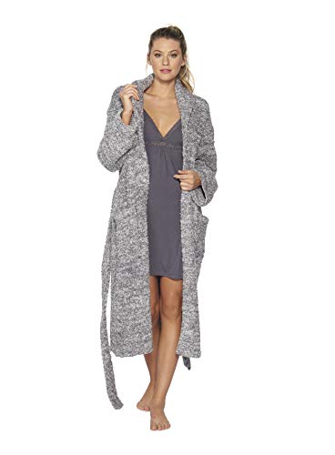 Barefoot Dreams Cozychic Heathered Adult Robe (1, Graphite/White) #TOP2