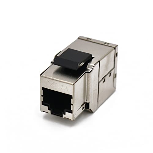 Conector Keystone Blindado ETS Cat6A RJ45 F-F para Patch Panel miniatura 1