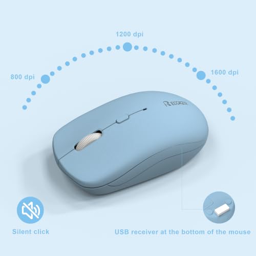 Image of Wireless Keyboard and Mouse Combo Silent for Office and Home(Misty Blue-B)