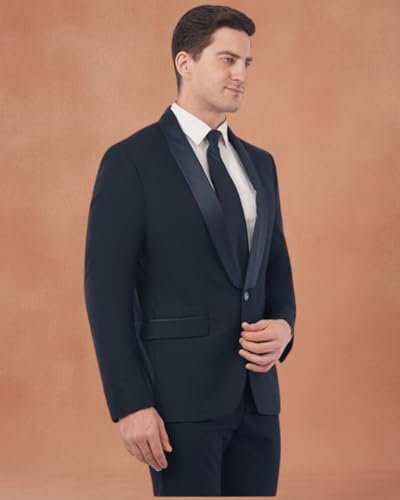 Image of SaintX Men's Premium Tuxedo Casual Blazer | Italian Slim Fit | Fully Lined | Shawl Collar | Stretchable Fabric | Designer Coat | Suitable for All Occasions (JK02)