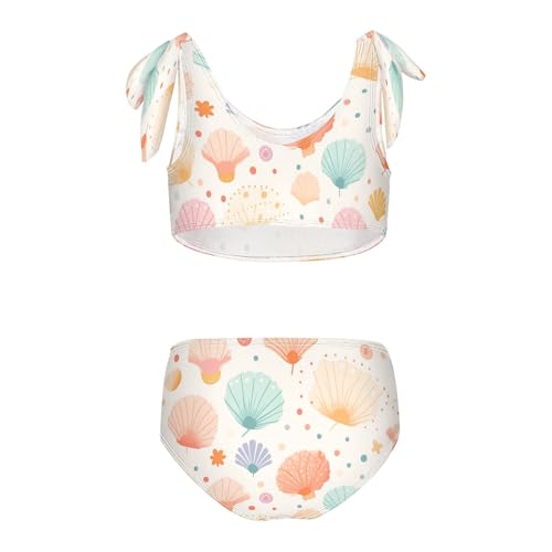 Image of Girls Swimsuits Set 2pcs Smile Dog Bathing Bikini Suits Tie Tankini