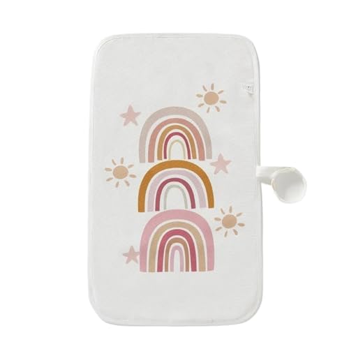 ZFIHAV Cubrecamas Lavables 2pcs Washable Diaper Changing Mat Soft Cotton Portable Changing Pad Waterproof Cover Mattress(Rainbow White)
