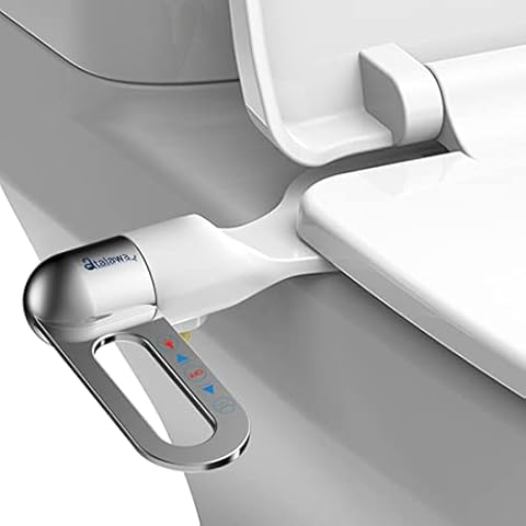 Bidet Toilet Seat Attachment Ultra Slim Bidet With Self Cleaning Dual Nozzle Adjustable Water Non Electric Bidet Fresh Water Spray for Sanitary and Feminine Wash (Sliver) Cover