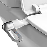Bidet Toilet Seat Attachment Ultra Slim Bidet With Self Cleaning Dual Nozzle Adjustable Water Non Electric Bidet Fresh Water Spray for Sanitary and Feminine Wash (Sliver)
