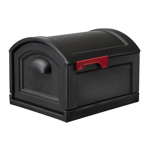 Step2 Town-to-Town XL Post-Mount Mailbox, Weather Resistant, Large Outdoor Mailboxes, Made of Durable Plastic, Easy to Install, USPS T4 Sized Mailbox, Flag Included, Onyx Black - image 1