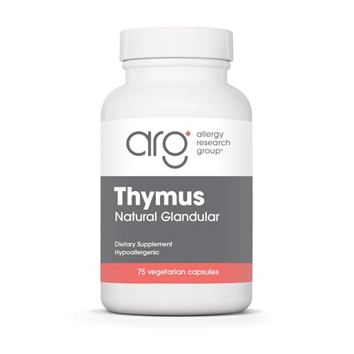 Allergy Research Group ARG Thymus - Glandular Supplement - Freeze-Dried Tissue - Immune System Support - Lyophilized Extract - Hypoallergenic & Non-GMO - 37 Servings - 75 Vegicaps