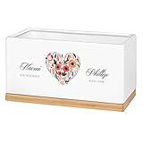 Maverton Keramik Blumentopf mit Untersetzer - Pflanzkübel mit Aufdruck - Übertopf rechteckig - Dekotopf für Paare - zur Hochzeit - zum Hochzeitstag - personalisiert - Weiß - Herz