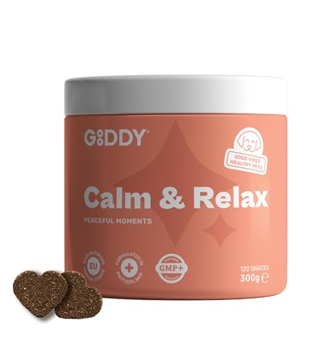 Gooddy - Suplemento calmante relaxante para cães. 120 lanches, 300 g, com triptofano, alfa-casozepina, Ashwagandha. Menor stress e ansiedade. Maior calma, bem-estar e apoio cognitivo – sem sedação