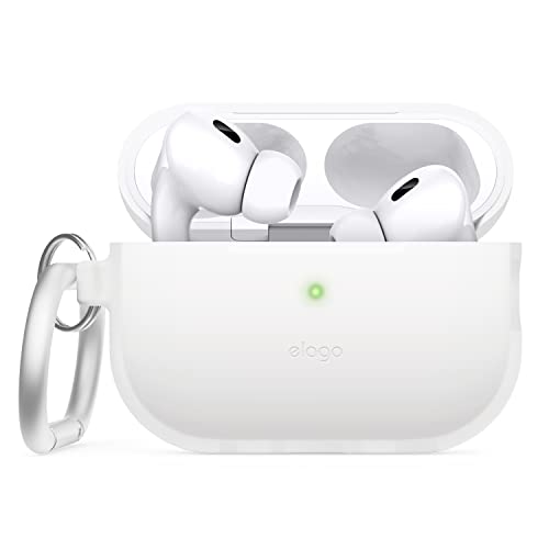 elago Silicone Case Compatible with AirPods Pro 2nd Generation Case Protective Case with Keychain, Front LED Visible