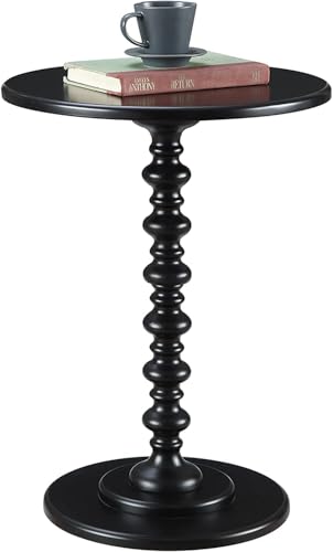 Image of VASIL MART Wooden Round Bed Side Table End Table, Side Table, Night Stand Beah Table for Living Room Bedroom (Black)