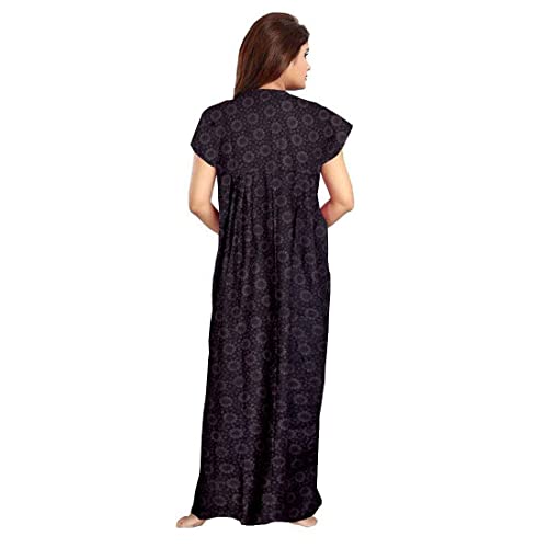 NEGLIGEE Nighty for Women Cotton Printed Maxi Gown Ankle Length Nighty Night Dress Gown for Women Maxi - Free Size (Pack of 2) (Green&Coffee) - Image 4