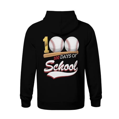 Kids 100 Days Of School Sports Game Baseball Player Student Boys Girls Lightweight Kangaroo Pocket Fleece Hoodies3