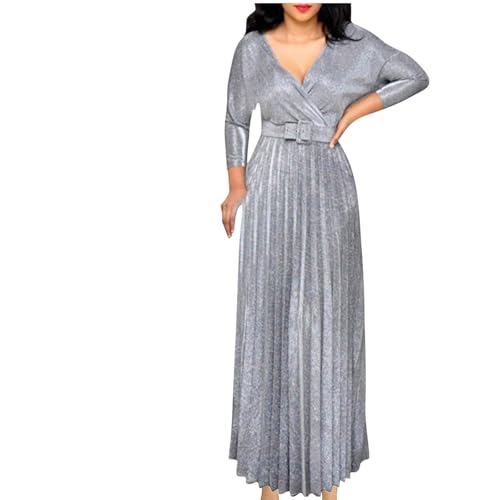 strapless open back dress Silver Sequined One Shoulder Draped Lace Up Gown main image 1