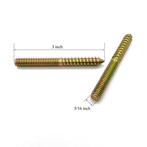 Image of 12 Pack 5 /16-18 x 3 Inch Hanger Bolts 5 /16-18 inch Double Headed Bolts 5 /16 Wood Dowel Screw Self-Tapping Screw Hanger Bolts for Furniture Double Head Threaded Rods Bolt 75mm Length