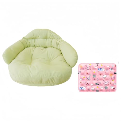 samchuカジュアルチェア洗える頑丈なフレームの北欧風木製ポータブルペットチェア犬猫 (グリーンのアイパッド付き,XL)