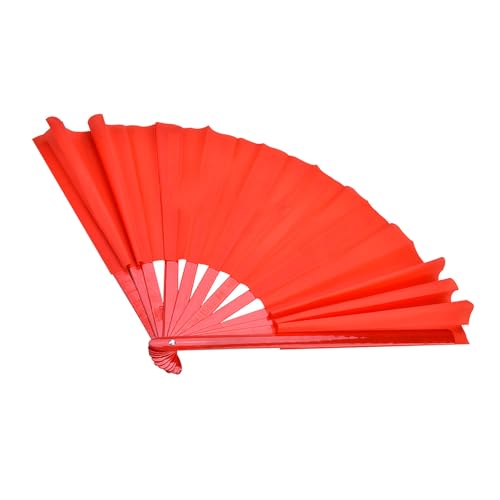 Generic Abanico de Danza de Seda de bambú Tai Chi, Abanico de Rendimiento de Kung Fu de Lujo Que No Destiñe para Entrenamiento de Tai Chi, Danza, de Seda de bambú Ligero y Ecológico (Cara roja Barra